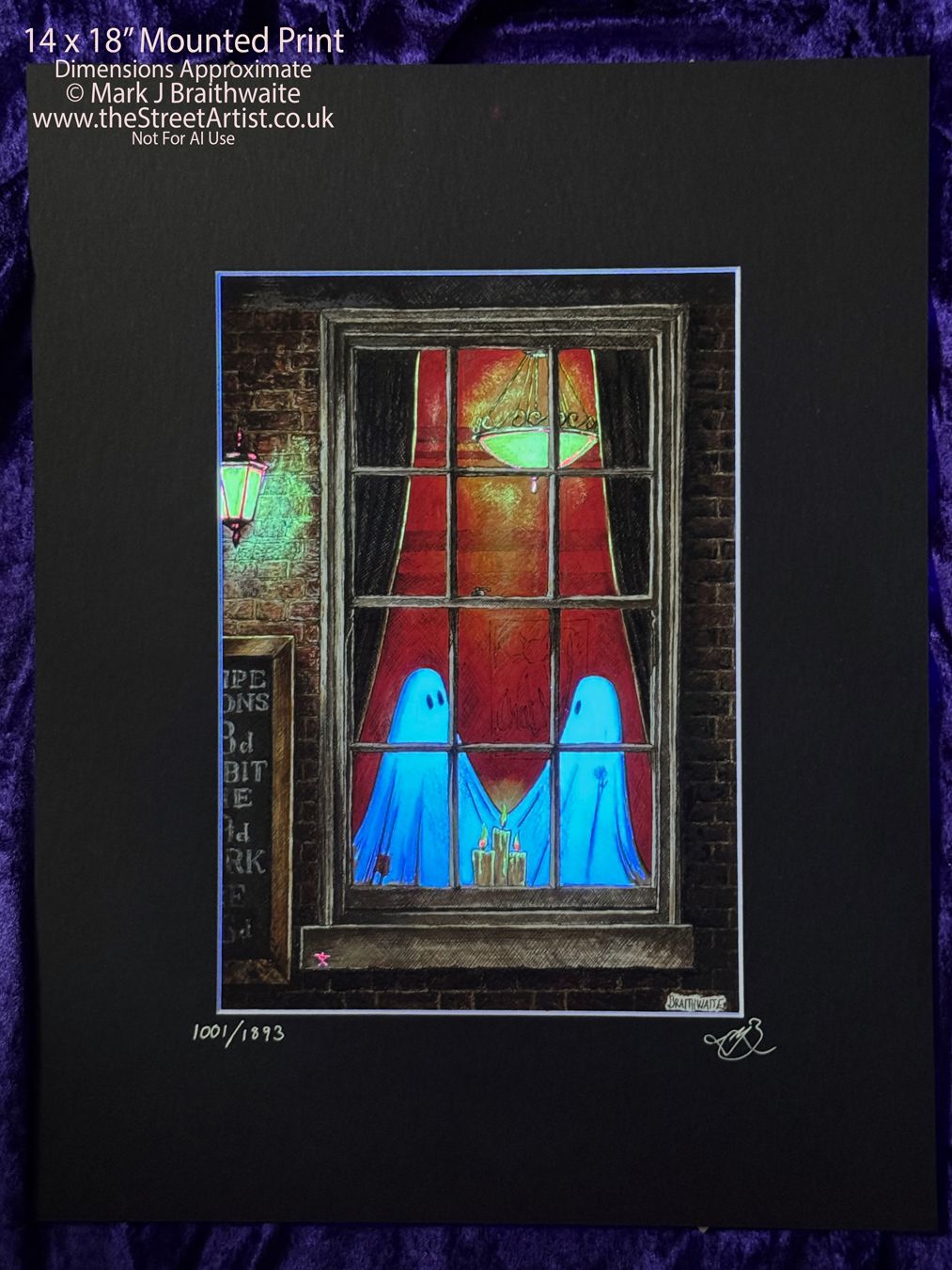 BTS2LEE: Beneath the Sheets, What Love Should Be.Colour Print Large Size, Limited Enchanted Edition &quot;Ghostly Lights&quot;, with Hand Painted Ghosts &amp; Lights that Glow Under UV Black Light