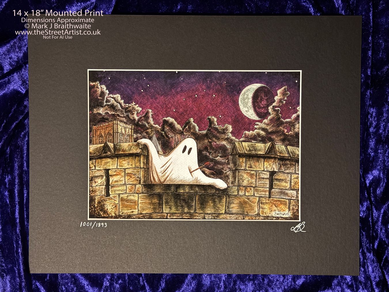BTS8LEE: Beneath the Sheets, Vengeful Exploits. Colour Print Large Size, Limited Enchanted Edition &quot;Ghostly Lights&quot;, with Hand Painted Ghosts &amp; Lights that Glow Under UV Black Light