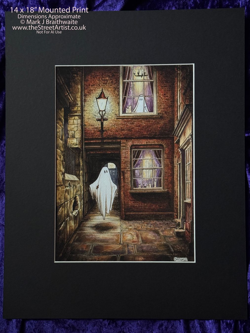 BTS4EE: Beneath the Sheets, The Moonlight Visitor. Colour Print Large Size, Enchanted Edition, with Hand Painted Ghosts that Glow Under UV Black Light