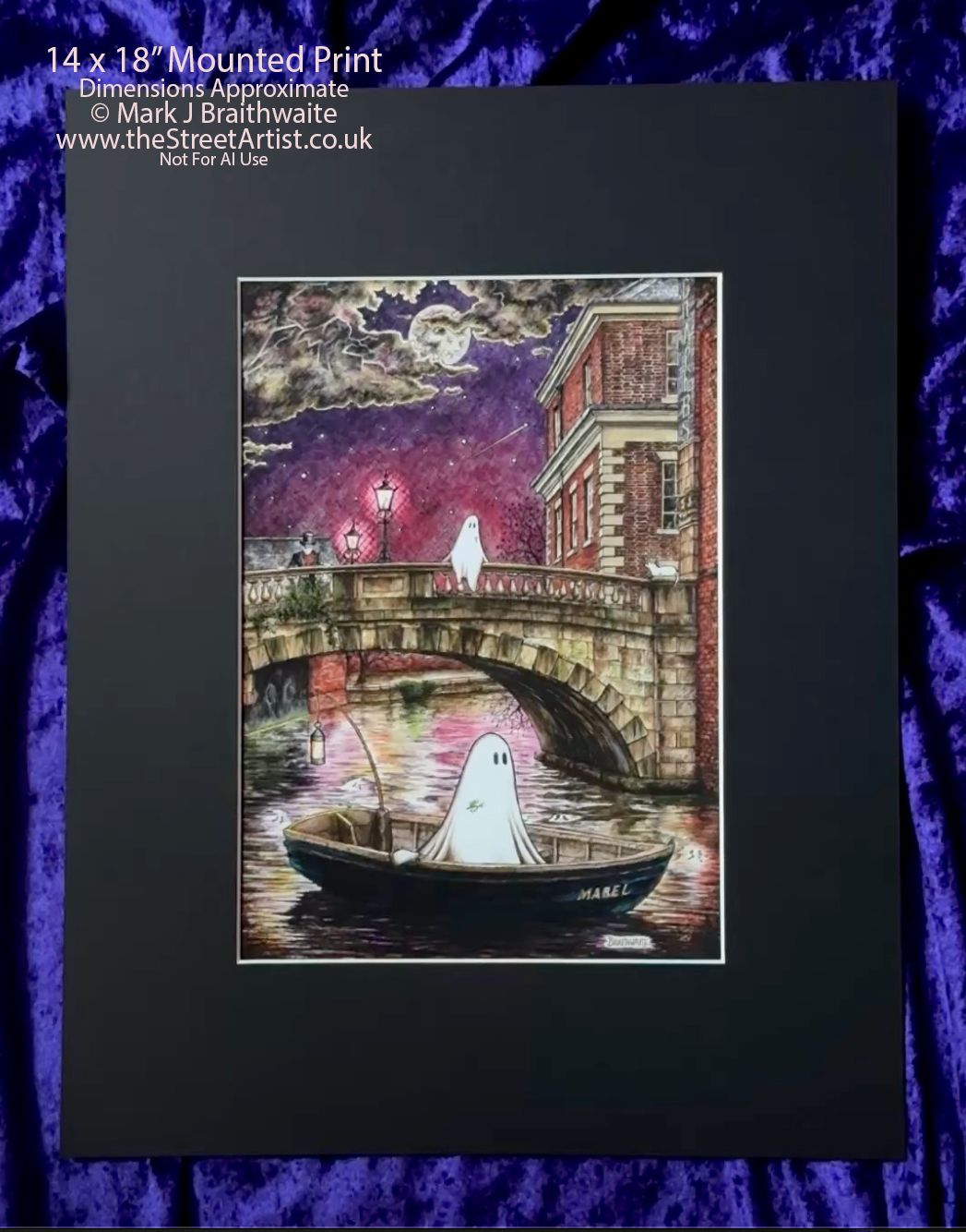BTS11EE: Beneath the Sheets, The Shrouded Lady &amp; The Night Fisherman. Colour Print Large Size, Enchanted Edition, with Hand Painted Ghosts that Glow Under UV Black Light