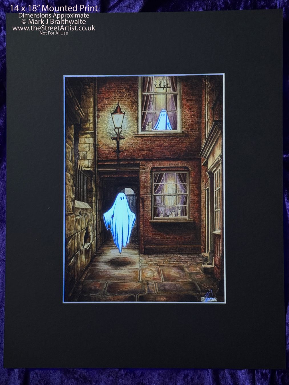 BTS4EE: Beneath the Sheets, The Moonlight Visitor. Colour Print Large Size, Enchanted Edition, with Hand Painted Ghosts that Glow Under UV Black Light