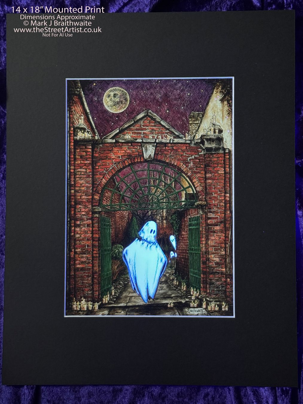 BTS9EE: Beneath the Sheets, Headless Horror. Colour Print Large Size, Enchanted Edition, with Hand Painted Ghosts that Glow Under UV Black Light