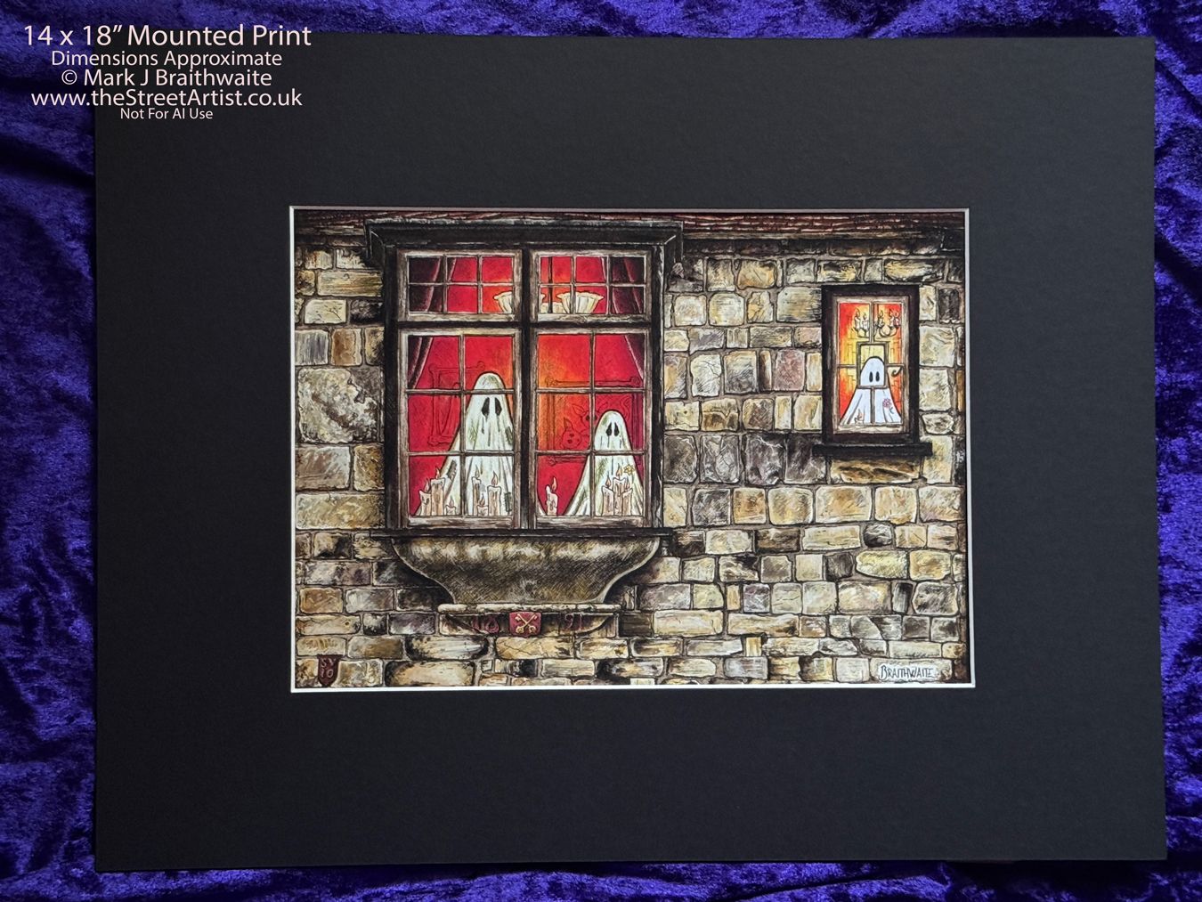 BTS6EE: Beneath the Sheets, The Girl in the Window. Colour Print Large Size, Enchanted Edition, with Hand Painted Ghosts that Glow Under UV Black Light
