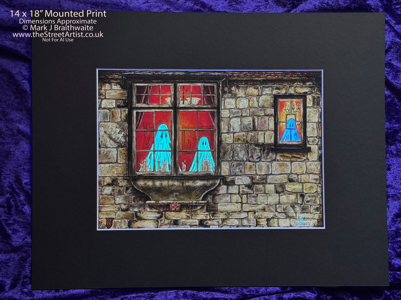 BTS6EE: Beneath the Sheets, The Girl in the Window. Colour Print Large Size, Enchanted Edition, with Hand Painted Ghosts that Glow Under UV Black Light