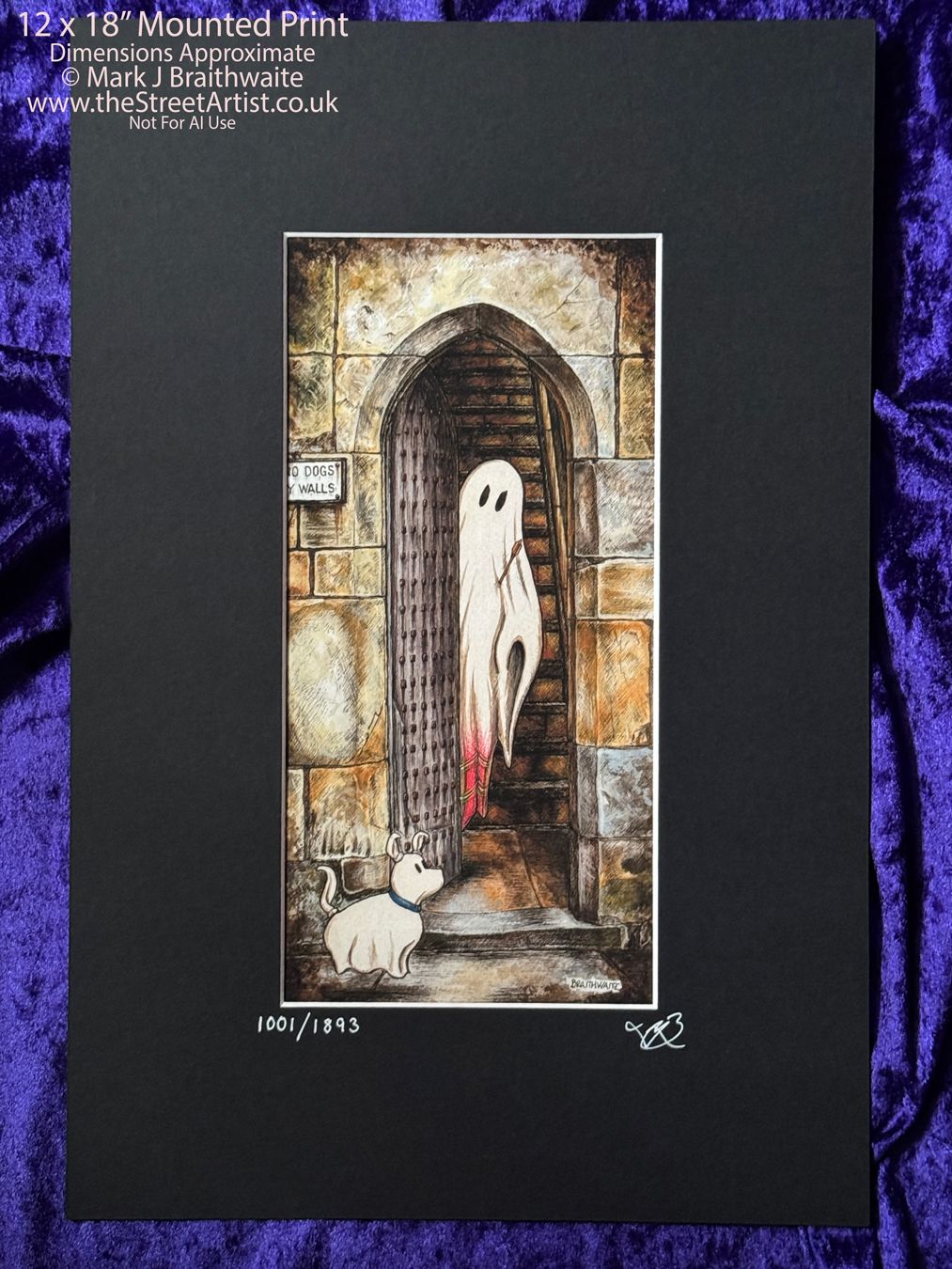 BTS5LEE: Beneath the Sheets, A Rebellious Spirit. Colour Print Large Size, Limited Enchanted Edition, Rebellious &quot;Wee Devils&quot; with Hand Painted Ghost that Glow red Under UV Black Light