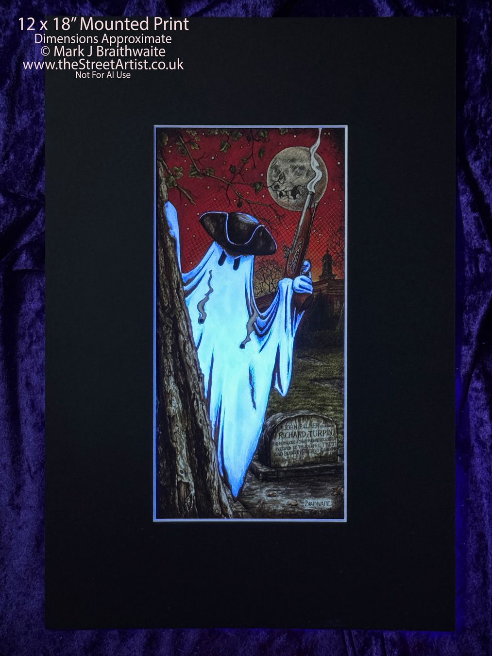 BTS12EE: Beneath the Sheets, Stand and Deliver. Large Size, Enchanted Edition, with Hand Painted Ghost that Glow Under UV Black Light