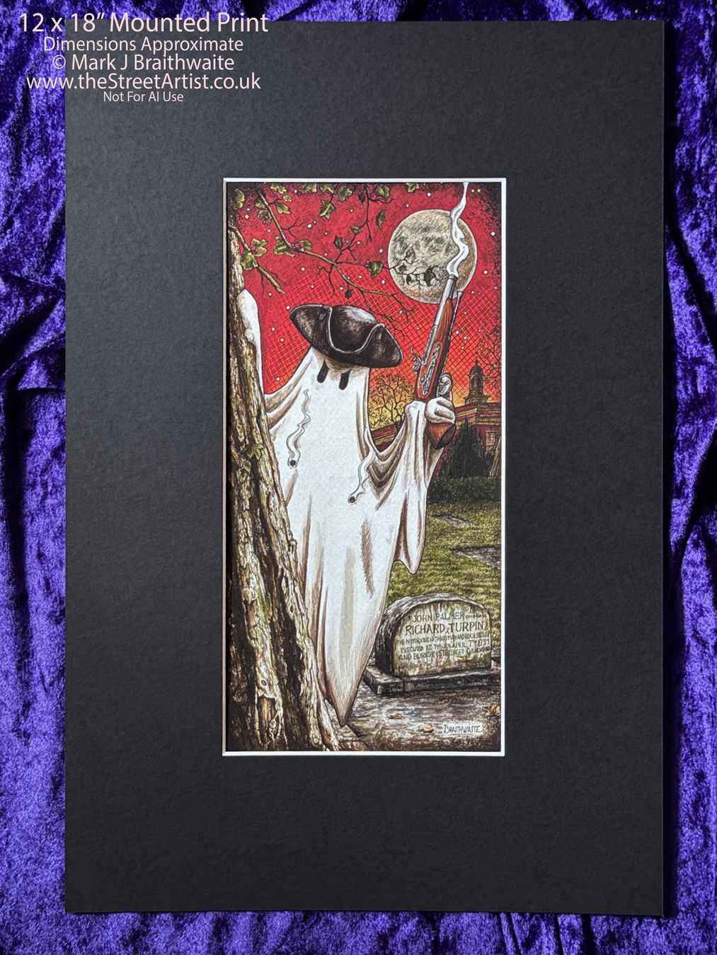 BTS12EE: Beneath the Sheets, Stand and Deliver. Large Size, Enchanted Edition, with Hand Painted Ghost that Glow Under UV Black Light