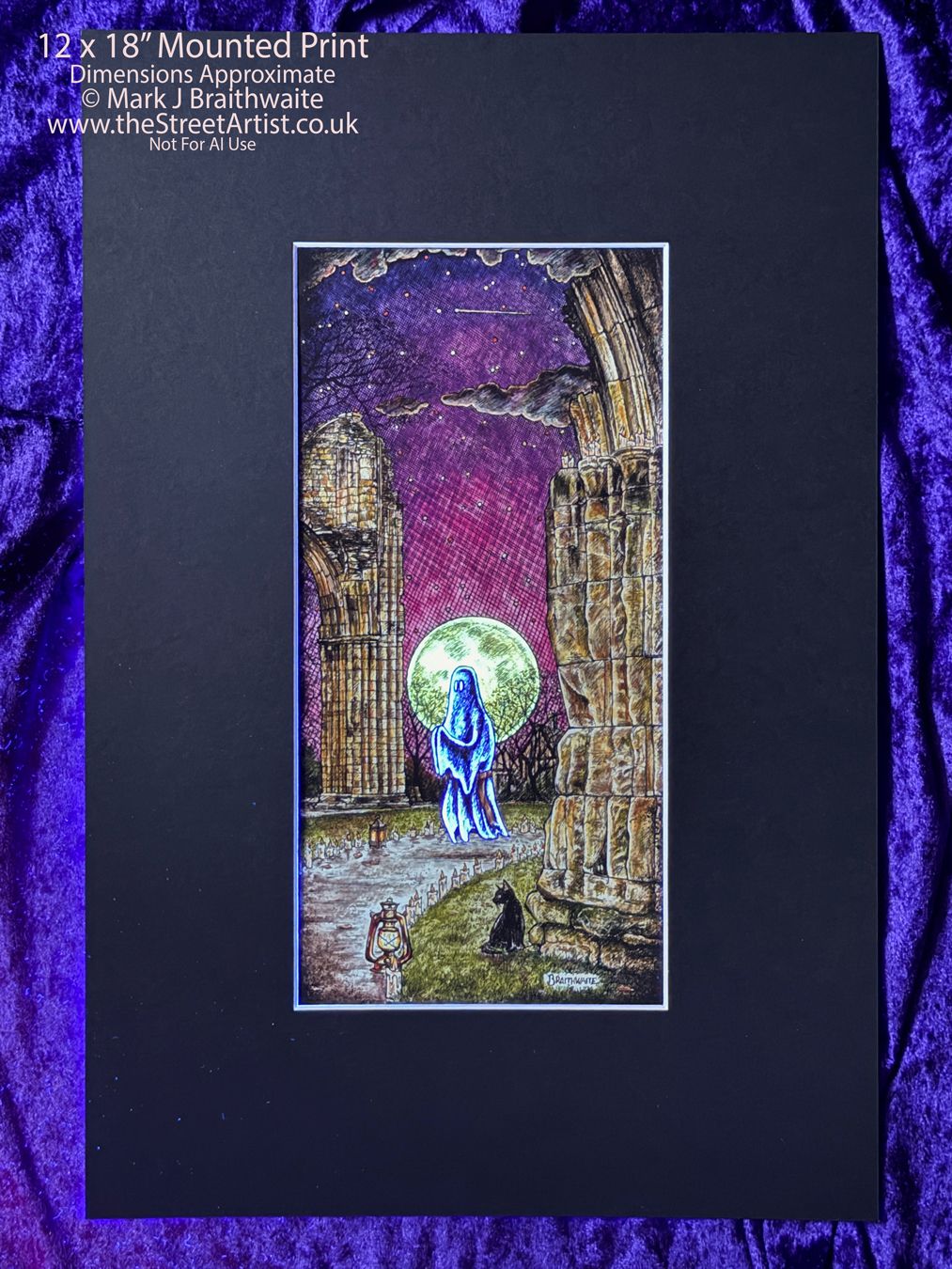 BTS13EE: Beneath the Sheets, The Black Abbot. Large Size, Enchanted Edition, with Hand Painted Ghost that Glow Under UV Black Light