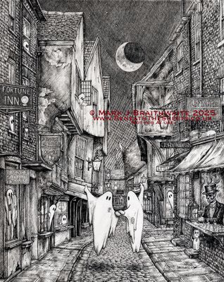BTS15: Beneath the Sheets, A Dance Macabre. Large Full Image Limited Edition Ink Line Art Print 50 x 60cm Mount