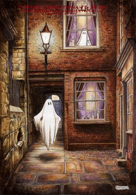 BTS4EE: Beneath the Sheets, The Moonlight Visitor. Colour Print Large Size, Enchanted Edition, with Hand Painted Ghosts that Glow Under UV Black Light