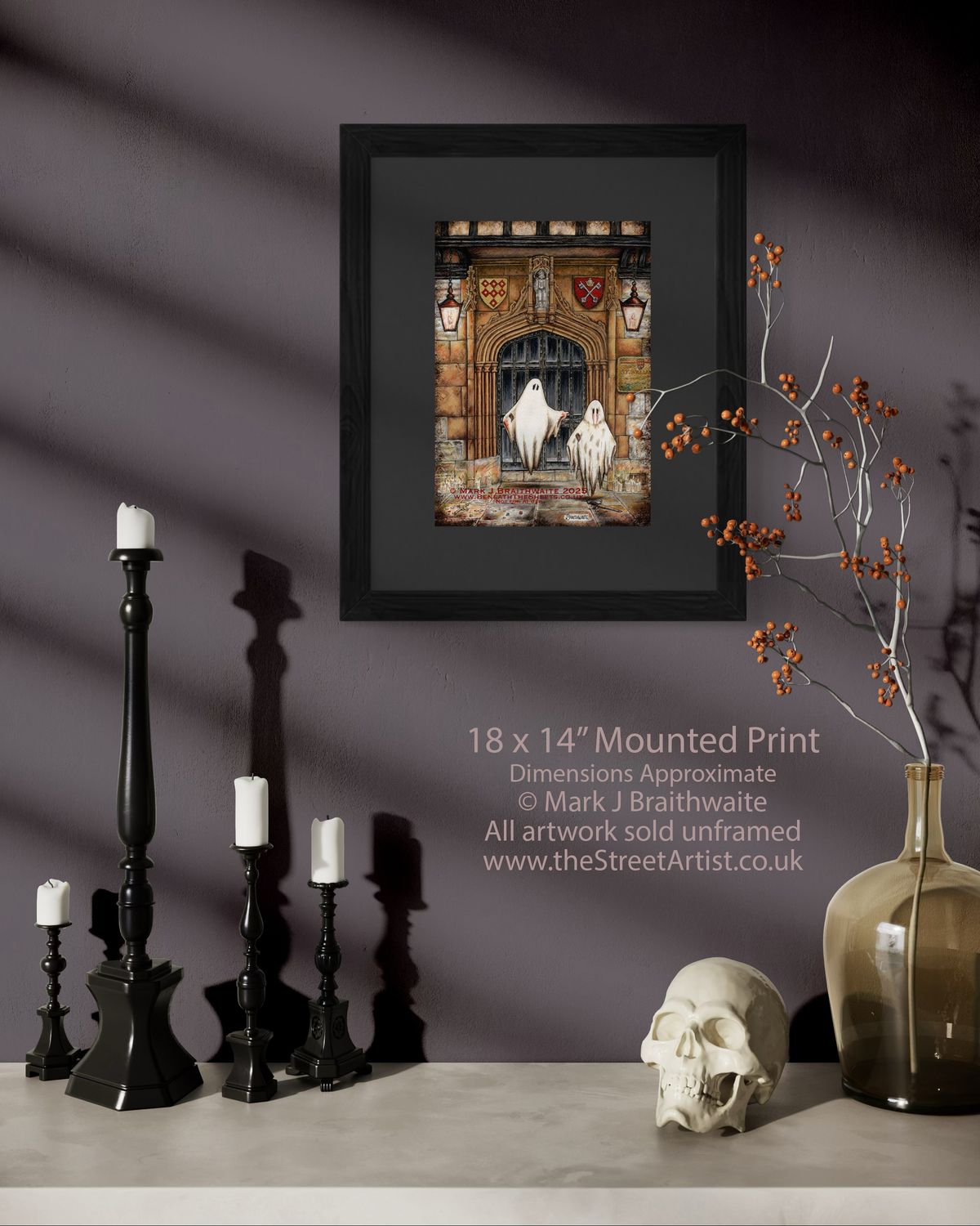 BTS18LEE: Beneath the Sheets, A Brother Betrayed. Colour Print Large Size, Limited Enchanted Edition &quot;Scene of Crime&quot;, with Hand Painted Ghosts Lights and Blood Splatter that Glow Under UV Black Light