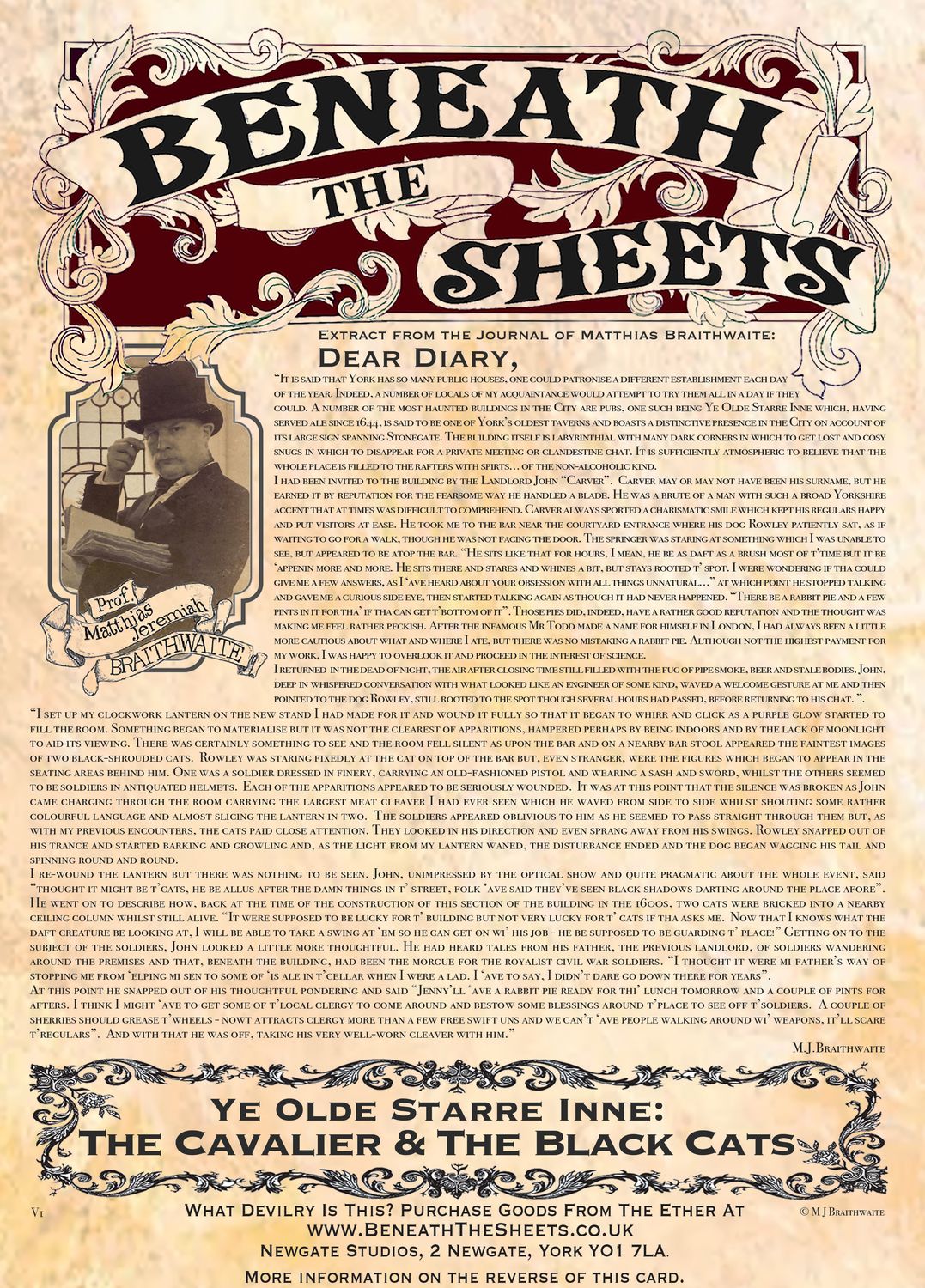 BTS19SC: Beneath the Sheets, The Cavalier and the Black Cats. Colour Print standard size