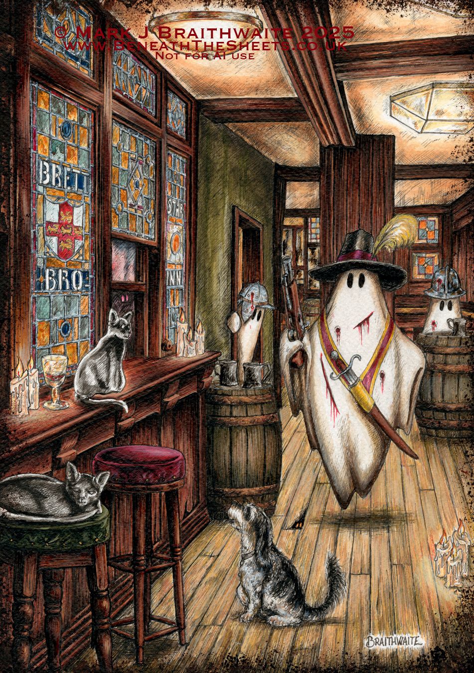 BTS19SC: Beneath the Sheets, The Cavalier and the Black Cats. Colour Print standard size