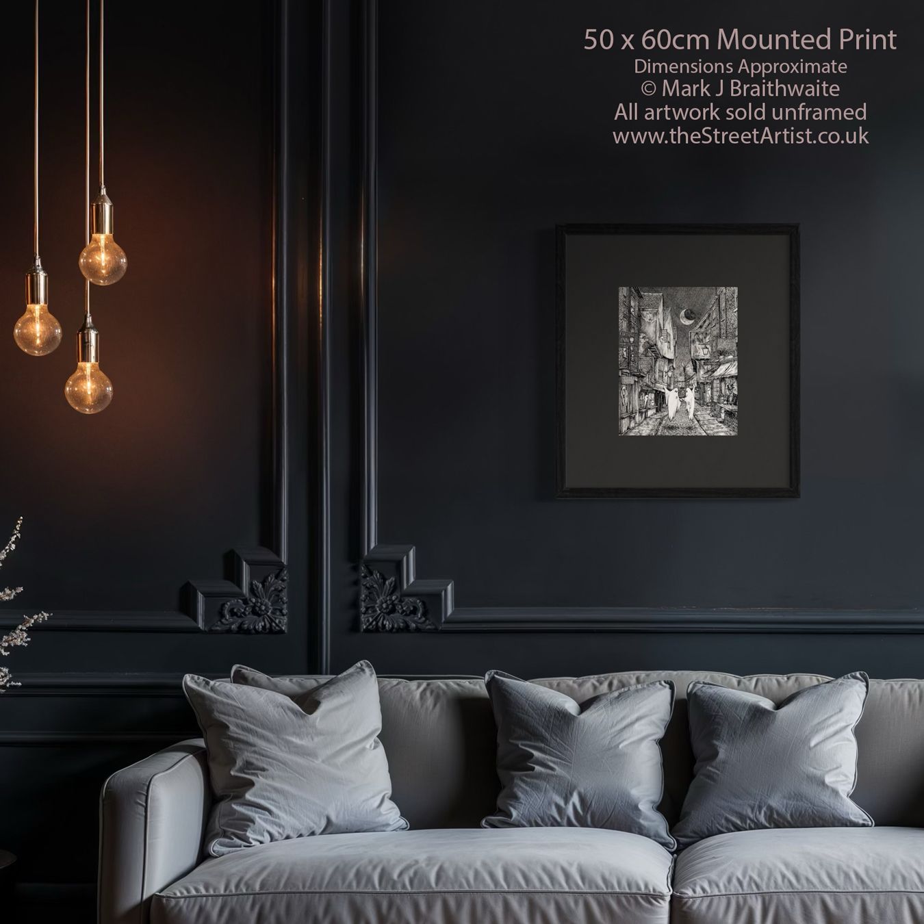 BTS15: Beneath the Sheets, A Dance Macabre. Large Full Image Limited Edition Ink Line Art Print 50 x 60cm Mount
