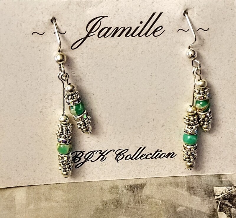 Dangle Style Bali Beads and Gemstone Earrings.