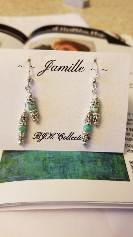 Dangle Style Bali Beads and Gemstone Earrings.