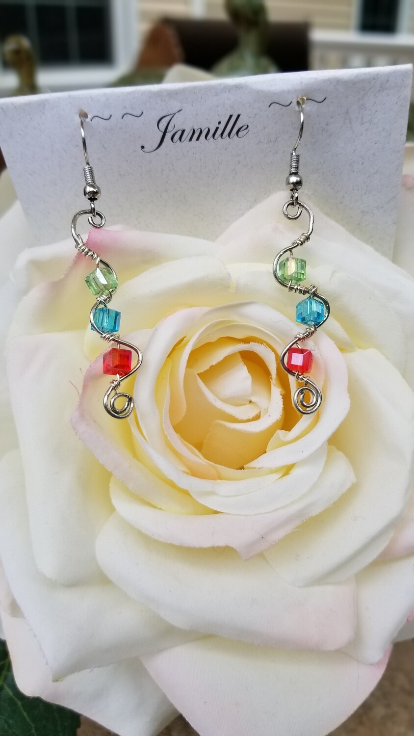 Wire Wrapped Crystal Cube's with Silver Wire.