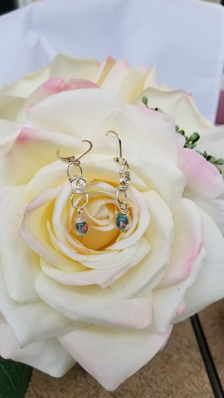 Wire Wrapped Fancy Glass Bead Earrings.