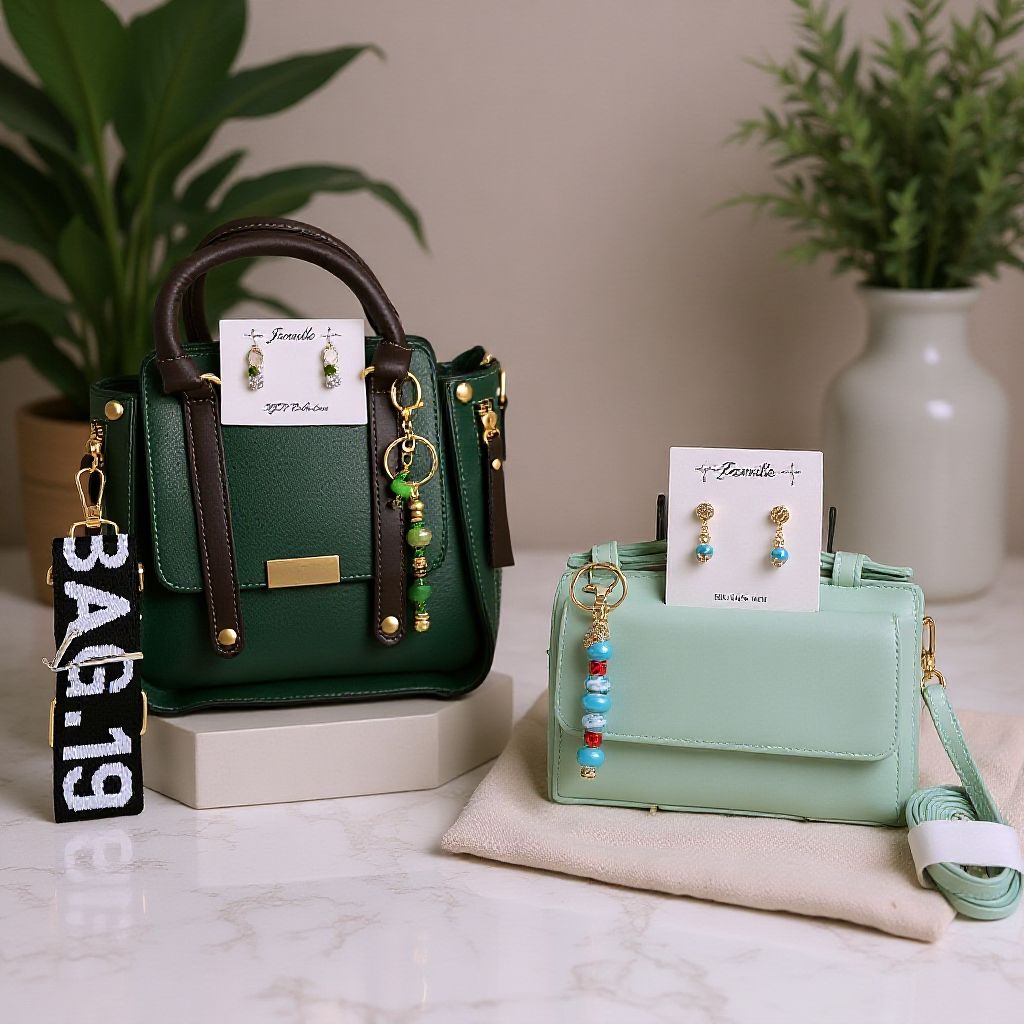 Cross Body Purses, with Handmade Keychain/Purse Jewelry and Matching Earrings