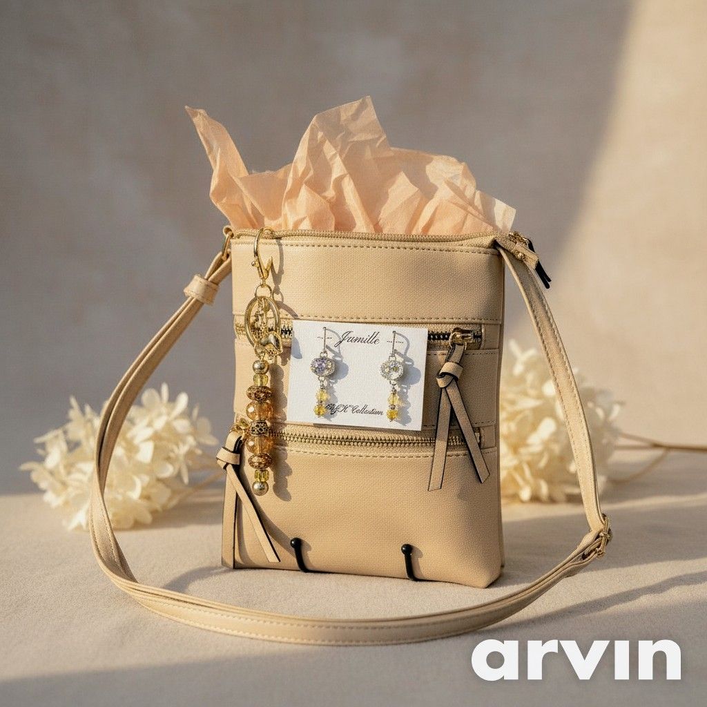 Cross Body Purses with Purse Jewelry/Keychain and Matching Earrings