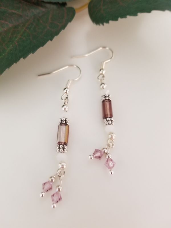 Dangle Style Glass and Swarovski Crystal Earrings