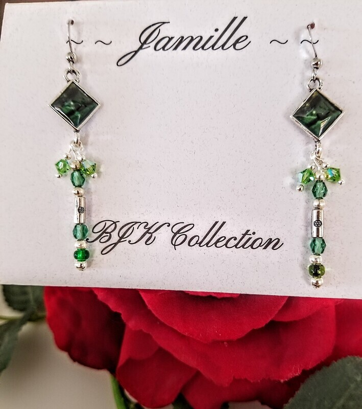 Boho Style Drop Earrings, with Tiny Gemstone Beads