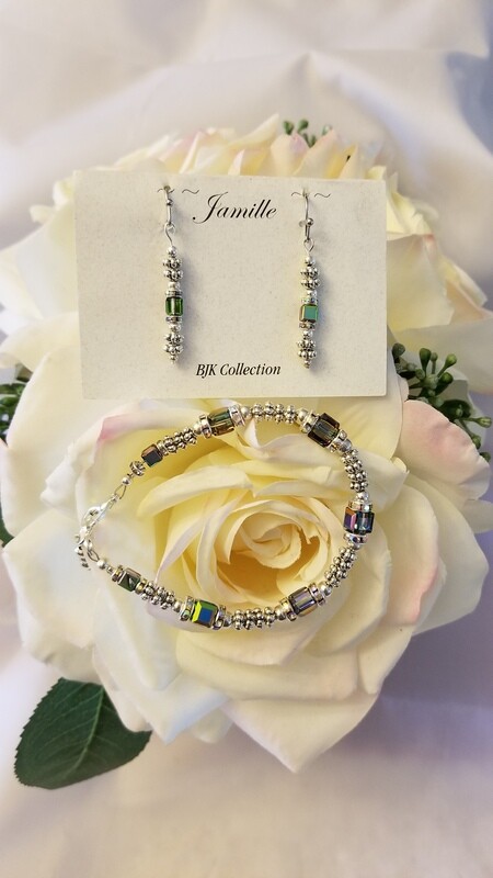Swarovski Fancy Colored Vitrail Crystal Bracelet with Matching Earrings