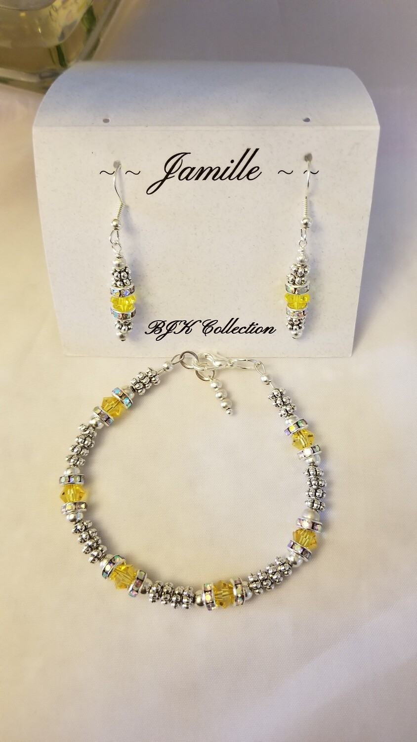 Lemon Swarovski Crystal Bracelet with Matching Earrings.