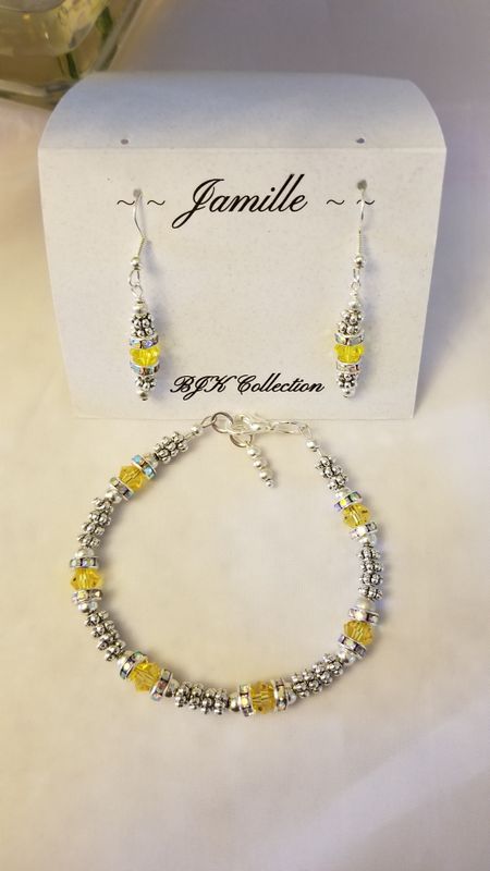 Lemon Swarovski Crystal Bracelet with Matching Earrings.