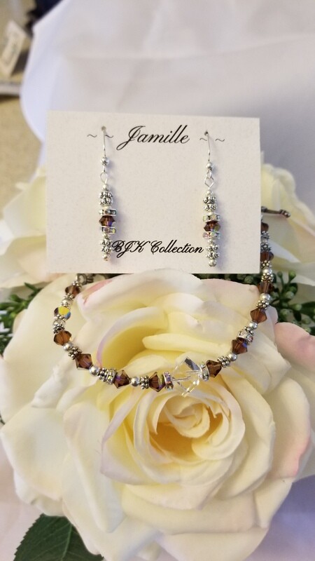 Amethyst Swarovski Crystal Bracelet with Matching Earrings