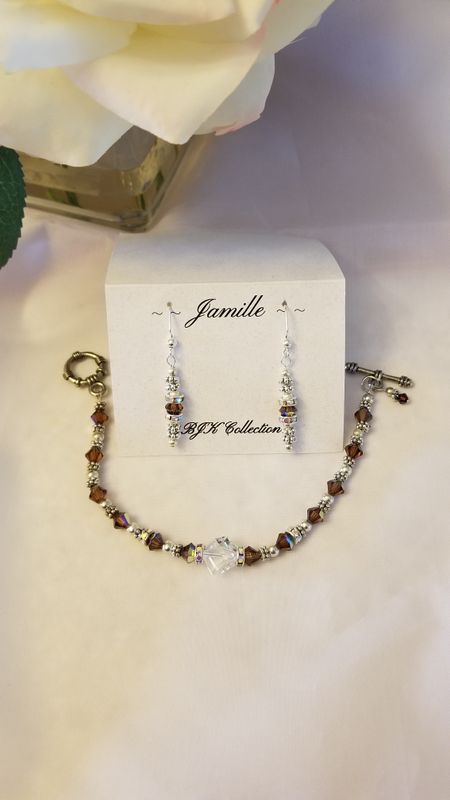 Amethyst Swarovski Crystal Bracelet with Matching Earrings