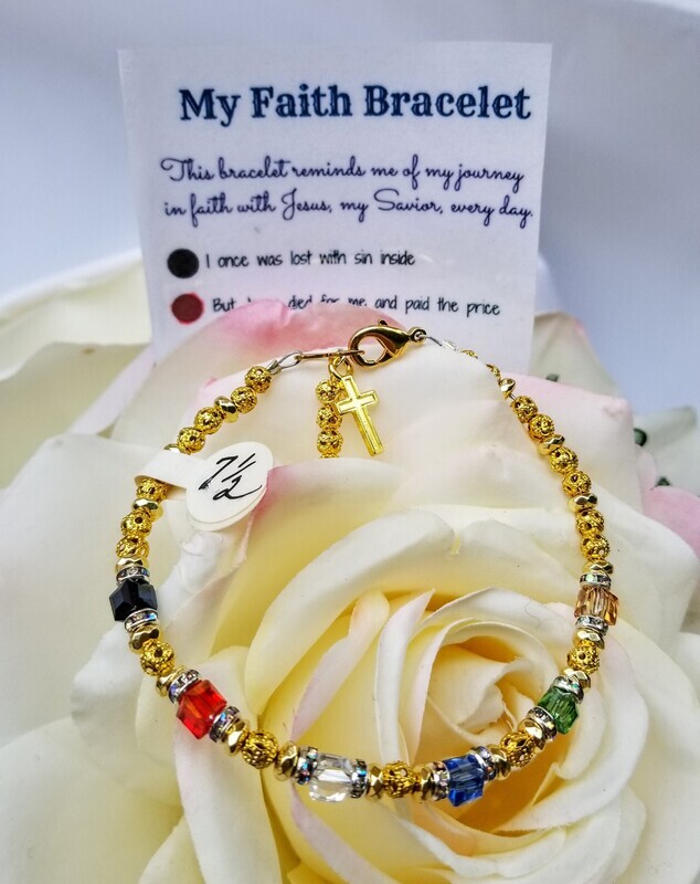 Gold Faith Bracelet with Cube Crystals