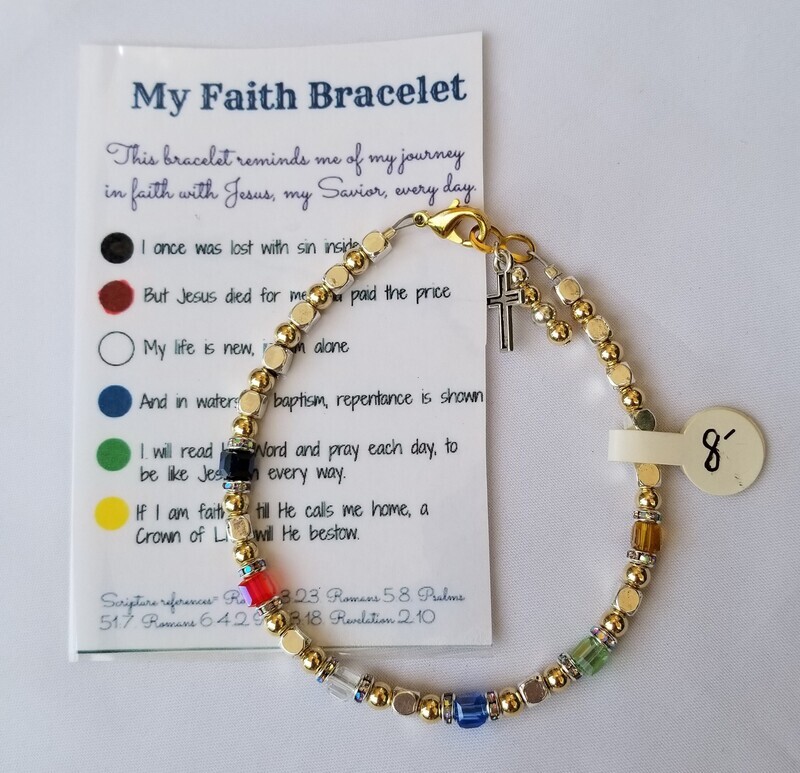 Silver Faith Bracelet with Preciosa Cube Crystals. Each Color Represents Faithful Inspiration