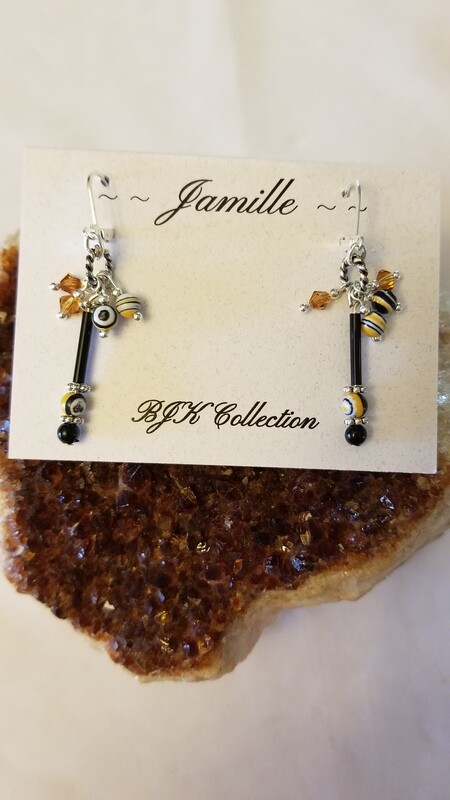 Earrings With a Unique Stone Beads &amp; Glass Tubes