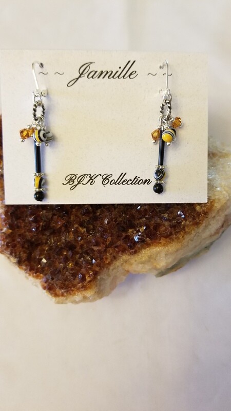 Earrings With a Unique Stone Beads &amp; Glass Tubes