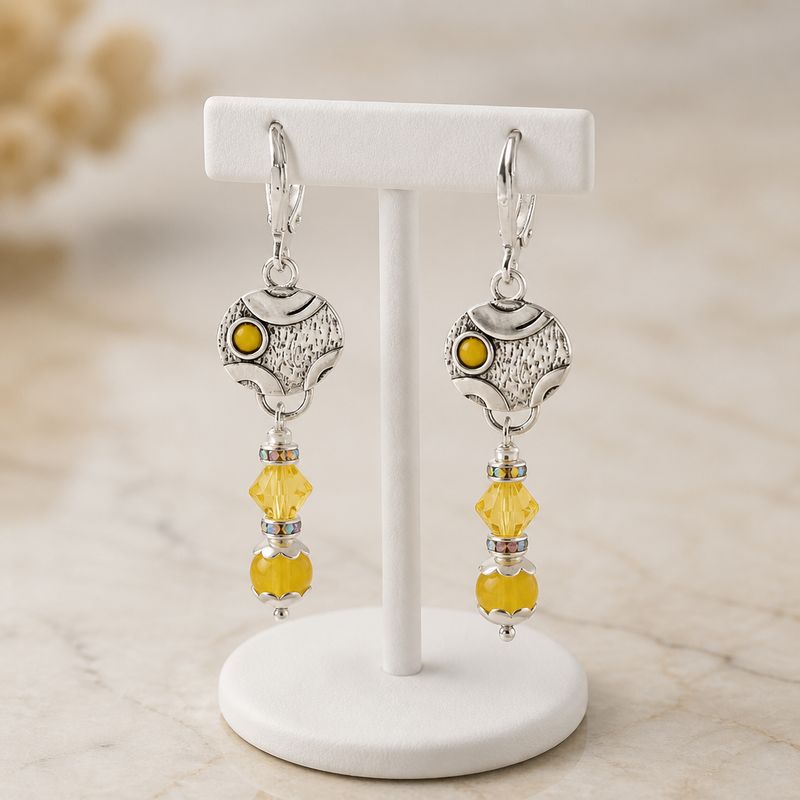 Yellow Swarovski Crystal Gemstone Earrings
