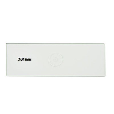 Objectglaasje met micrometer 76 x 26 mm, 1 mm verdeeld in 100 delen, 10 �m per verdeling