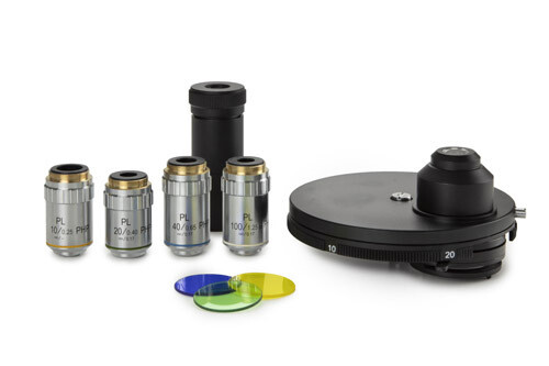 Zernike fasecontrast kit met PLPH i Plan fase 10/20/S40/S100 olie-immersie IOS objectieven, draaibare Zernike-condenser, telescoop en groenfilter