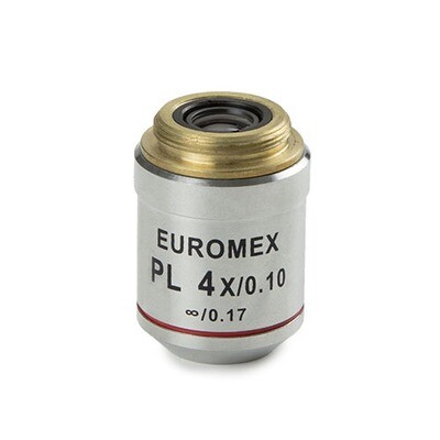 Oneindig gecorrigeerd plan PL 4x/0,10 IOS objectief. Werkafstand 11,9 mm