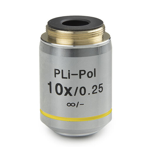 Plan spanningsvrije PLPOLi 10x/0,25 IOS objectief voor iScope opvallende polarisatie, geen dekglascorrectie. Werkafstand 10 mm