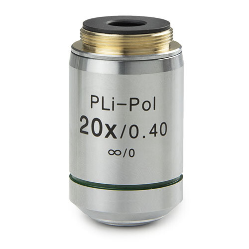 Plan spanningsvrije PLPOLi 20x/0,40 IOS objectief voor iScope doorvallende polarisatie, 0,17 mm dekglascorrectie. Werkafstand 5,1 mm