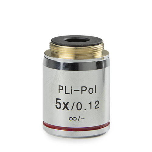 Plan spanningsvrije PLPOLi 5x/0,12 IOS objectief voor iScope doorvallende polarisatie, geen dekglascorrectie. Werkafstand 15,5 mm