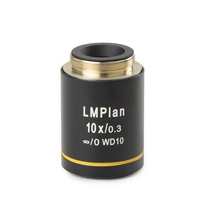 Oneindig gecorrigeerd plan PL-M 10x/0,25 IOS objectief. Werkafstand 12,2 mm