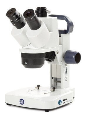 EduBlue ED.1303‑S Stereomicroscoop Trioculair met 1x/3x objectieven en Tandheugelstatief