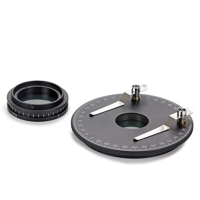 Polarisatieset voor StereoBlue: 360� draaibare ronde tafel met ingebouwd polarisatiefilter (SB.9524) + analyser in frame om onder de kop geschroefd te worden (SB.9525)