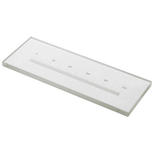 Objectglaasje met micrometer 76 x 26 mm, 50 mm verdeeld in 500 delen, 100 �m per verdeling