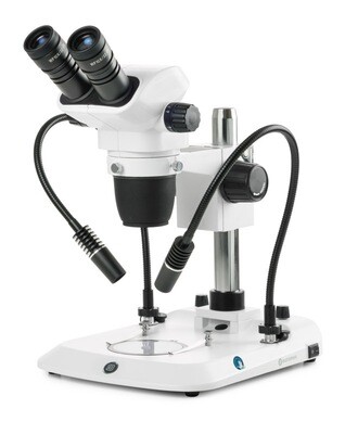 NexiusZoom NZ.1702‑PG Stereomicroscoop Bioculair met WF10x/23mm Oculair, Dubbele LED lichtarm en Kolomstatief
