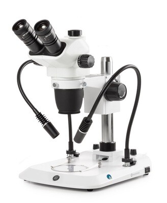 NexiusZoom NZ.1703‑PG Stereomicroscoop Trioculair met WF10x/23mm Oculair, Dubbele LED lichtarm en Kolomstatief