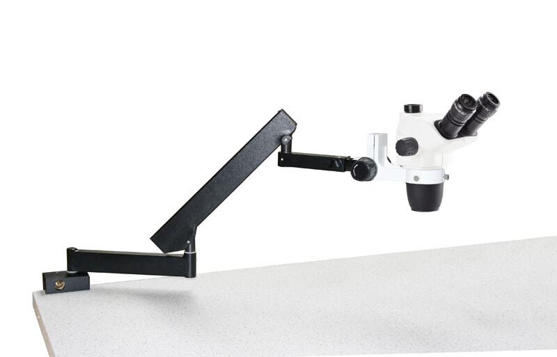 NexiusZoom NZ.1703‑A Stereomicroscoop Trioculair met WF10x/23mm Oculair en Instelbaar zwenkarmstatief op tafelklem