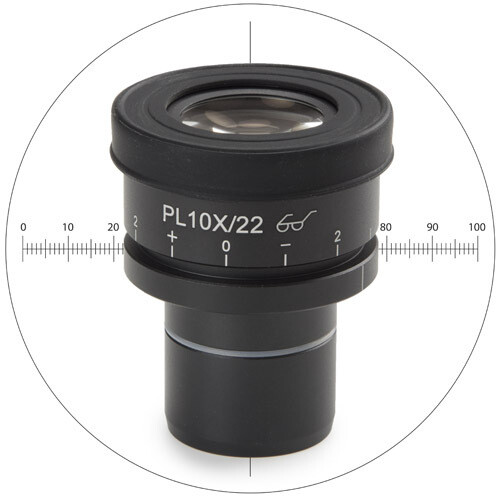 Groothoek oculair HWF 10x/22 mm met micrometer voor Oxion Inverso omkeermicroscopen
